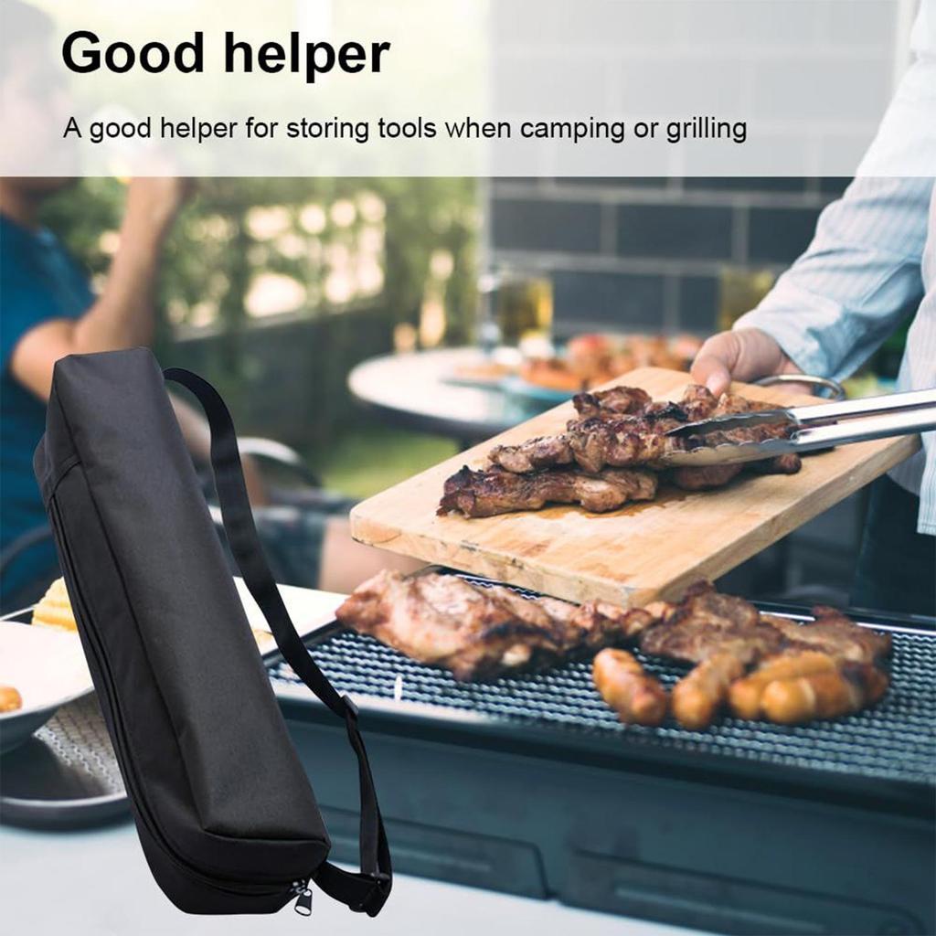 Oxford Cloth Grill Utensil Storage BBQ Tools Barbecue Bag for Outdoor Barbecue Foldable Grilling Bag for Camping and Hiking BBQ