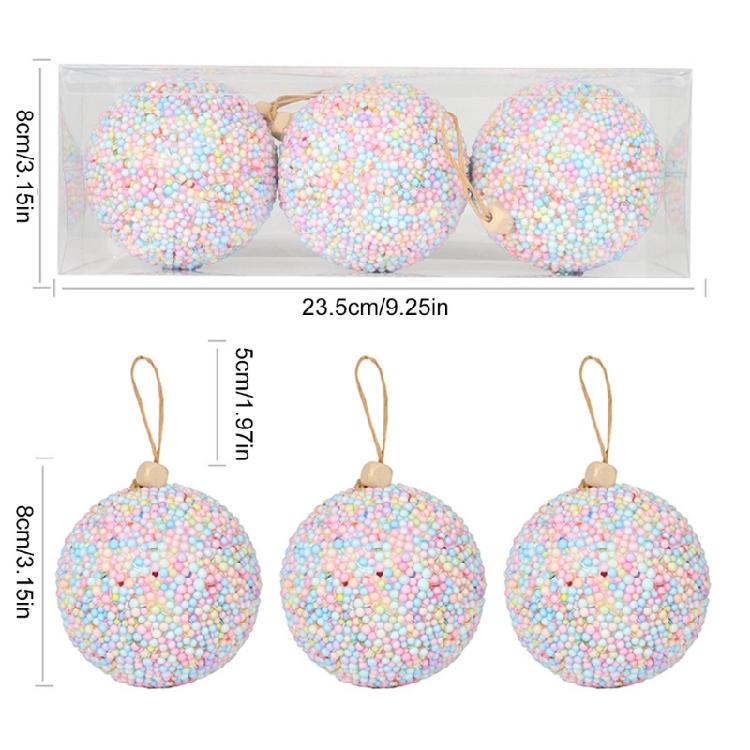 3Pcs Macaron Color Foam Sphere Pendant Christmas Tree Accessories Suitable For Family Or Retail Space Decoration
