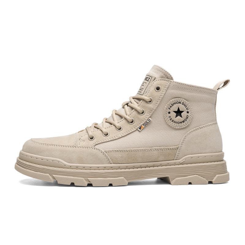 

High top martin boots British style mid-gang canvas desert side zipper suede boots 39 пісочний