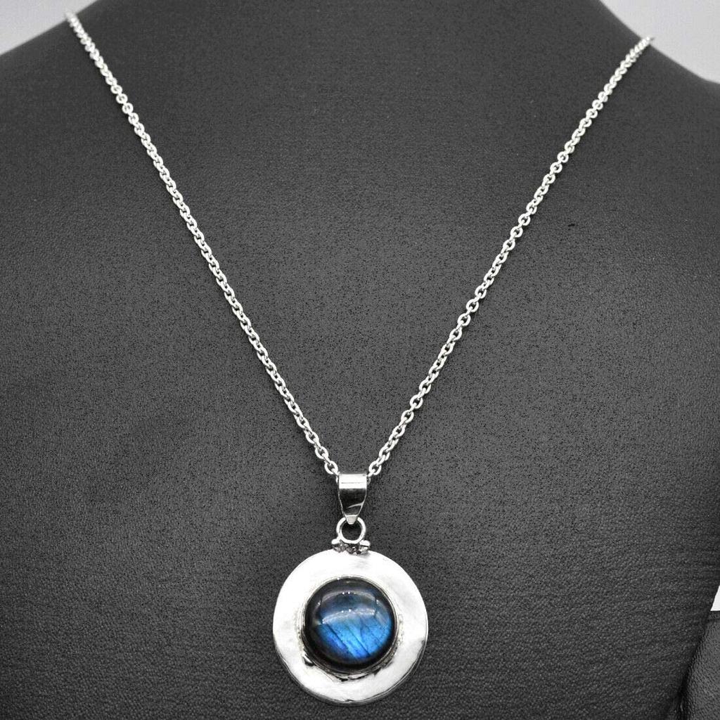 Labradorit-Edelstein-Halskette, Damen-Halskette, Geschenk für Sie, Boho-Halskette, Hochzeitsgeschenk, Designer-Halskette, Jubiläumsgeschenk, Silber-Charm-Schmuck