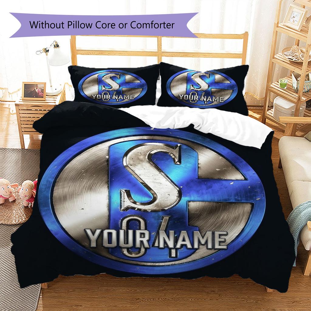 FC Schalke 04 Custom Name Pattern Bedding,Quilt Set Quilt Cover Pillowcase Home Birthday Gift(1 * duvet cover + 2 * pillowcase, without core)