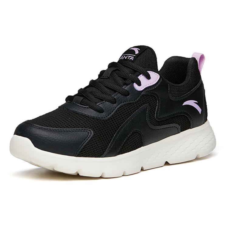 Anta Lightweight Shock Absorbing Low Top Running Shoes Women Sneaker Black 922145521-3