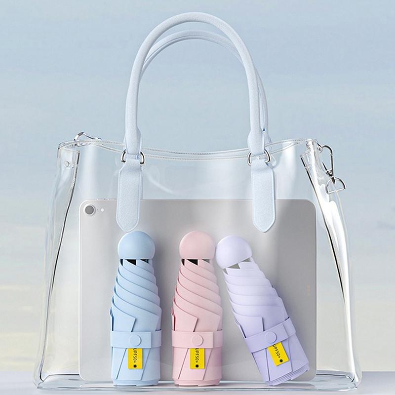 Compact Travel Mini Umbrella Uv Protection Capsule Umbrella 5 Fold Ultra Lightweight Sunshade Umbrellas Protable Manual