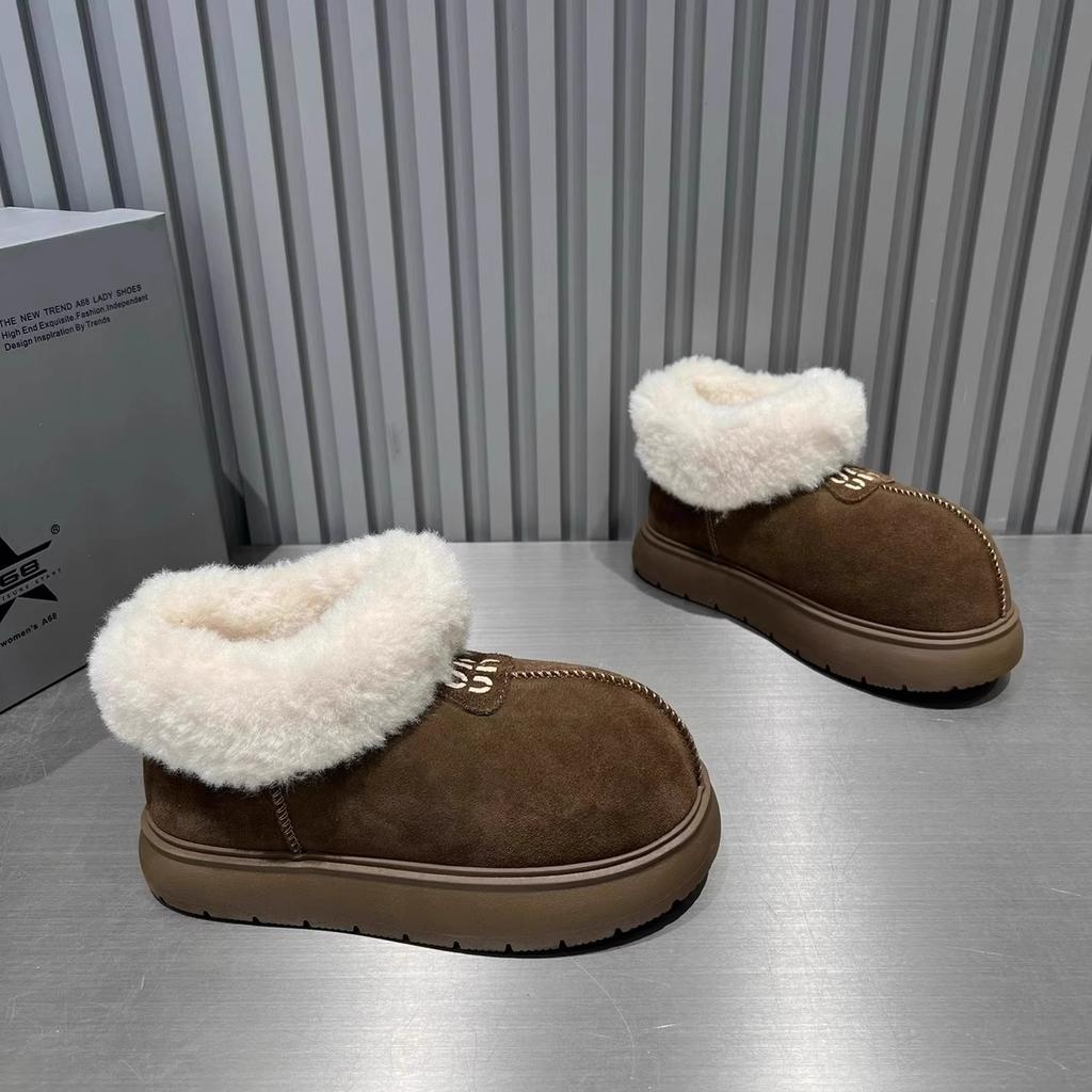 Big head snow boots thick sole 2025 winter new northeast velvet thickened warm shoes big cotton shoes snow cotton winter shoes