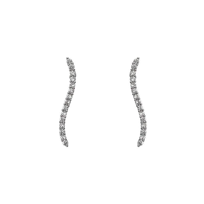 Silver needle earrings women's new popular temperament stud earrings women's light luxury high-end sense niche unique earrings women