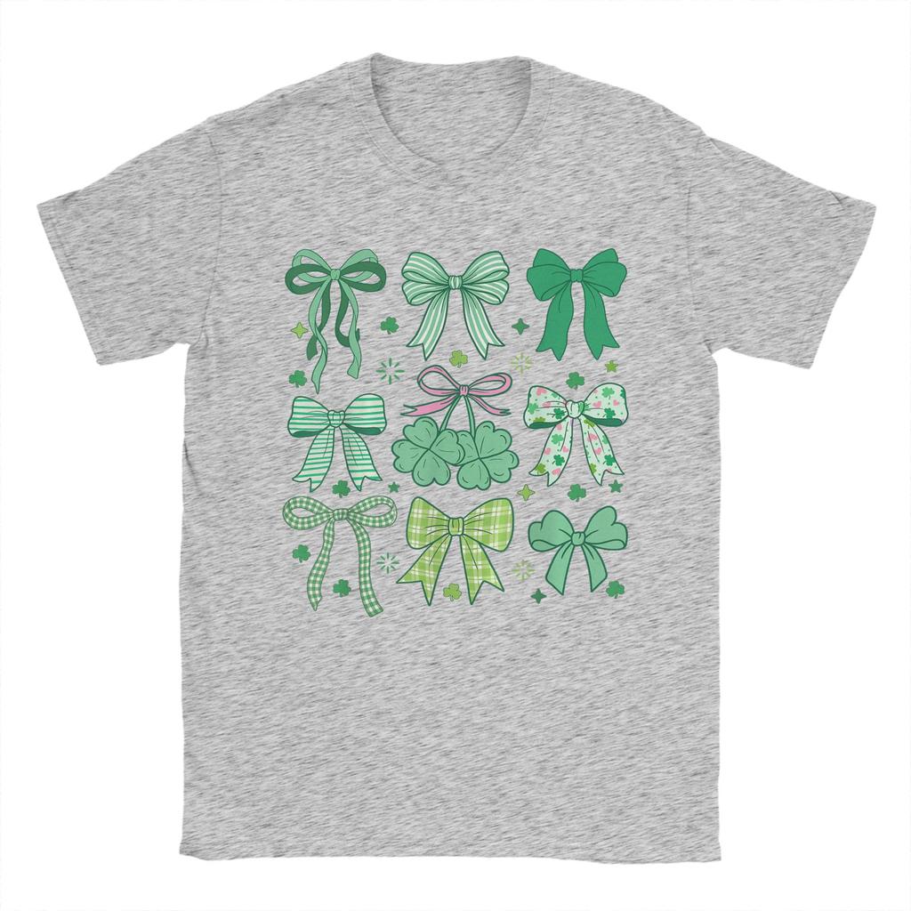 Harajuku T Shirt Cute Green Shamrock Bow Coquette Cotton T Shirts St Patricks Day Fashion Tee Shirt for Couple Beac Top Tees