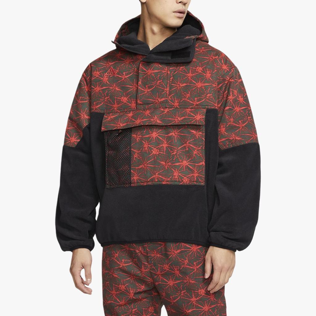 Nike Color-Block Spliced Fleece-Lined Zipper Sport Pullover Hoodie Men Tops Fescue-Red CK3107-010