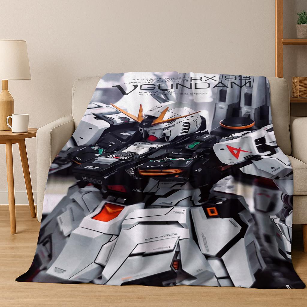 26 Style Gundam Cartoon Robot Flannel Blanket,Warm and Cozy Soft Throw Blanket for Home Bedroom Bed Sofa Picnic Office Cover