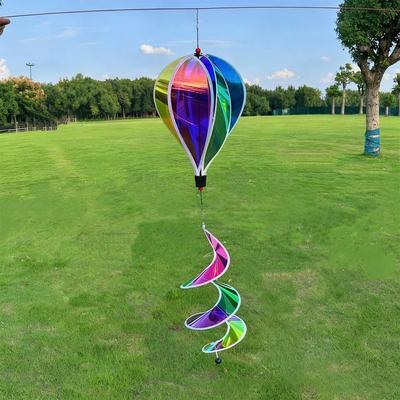 Giant Size Rainbow Hot Air Balloon Plastic Material 43.3inch Height Wind Spinners Rotating Sequins 4X Balloon Pinwheels