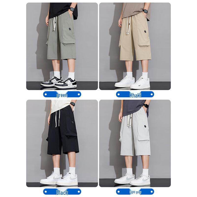 Men's Ice Silk Breathable Cargo Capri Shorts
