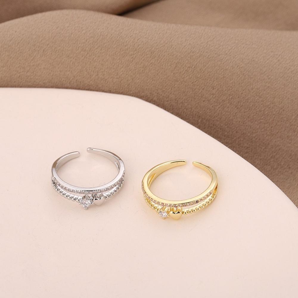 Heart Rings for Women Opening Double Layer Heart Finger Ring Men Wedding Engagement Jewelry Accessories Couple Gift