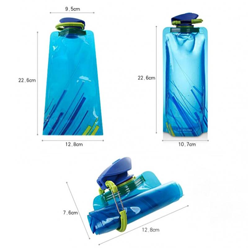 700 ml Pěší turistika Kempování Opakovaně použitelný přenosný ultralehký outdoorový sport Drop Transport Vodní vaky Skládací měkký vak na vodu
