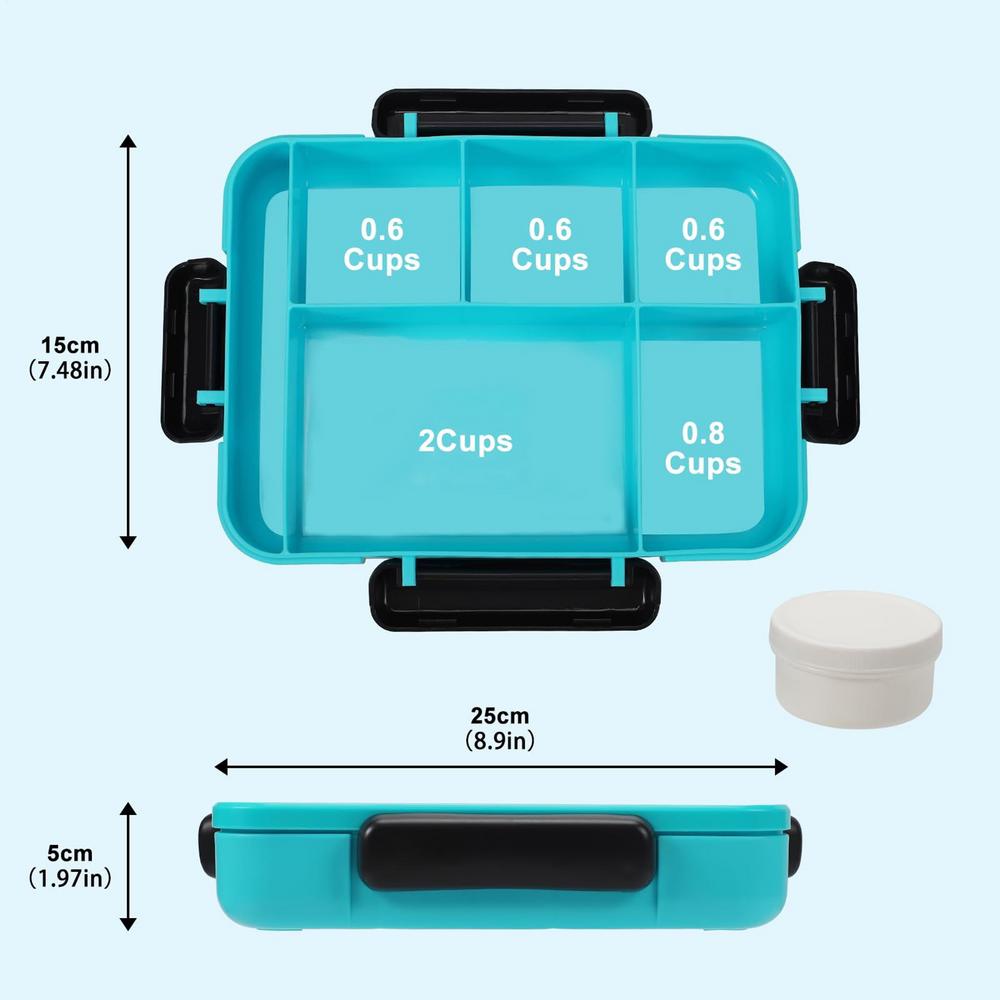 Lunch Box Kids Large Lunch Containers For Kids Leakproof 5-Compartment Containers With Tableware For Travel Food Storage Fruit синий