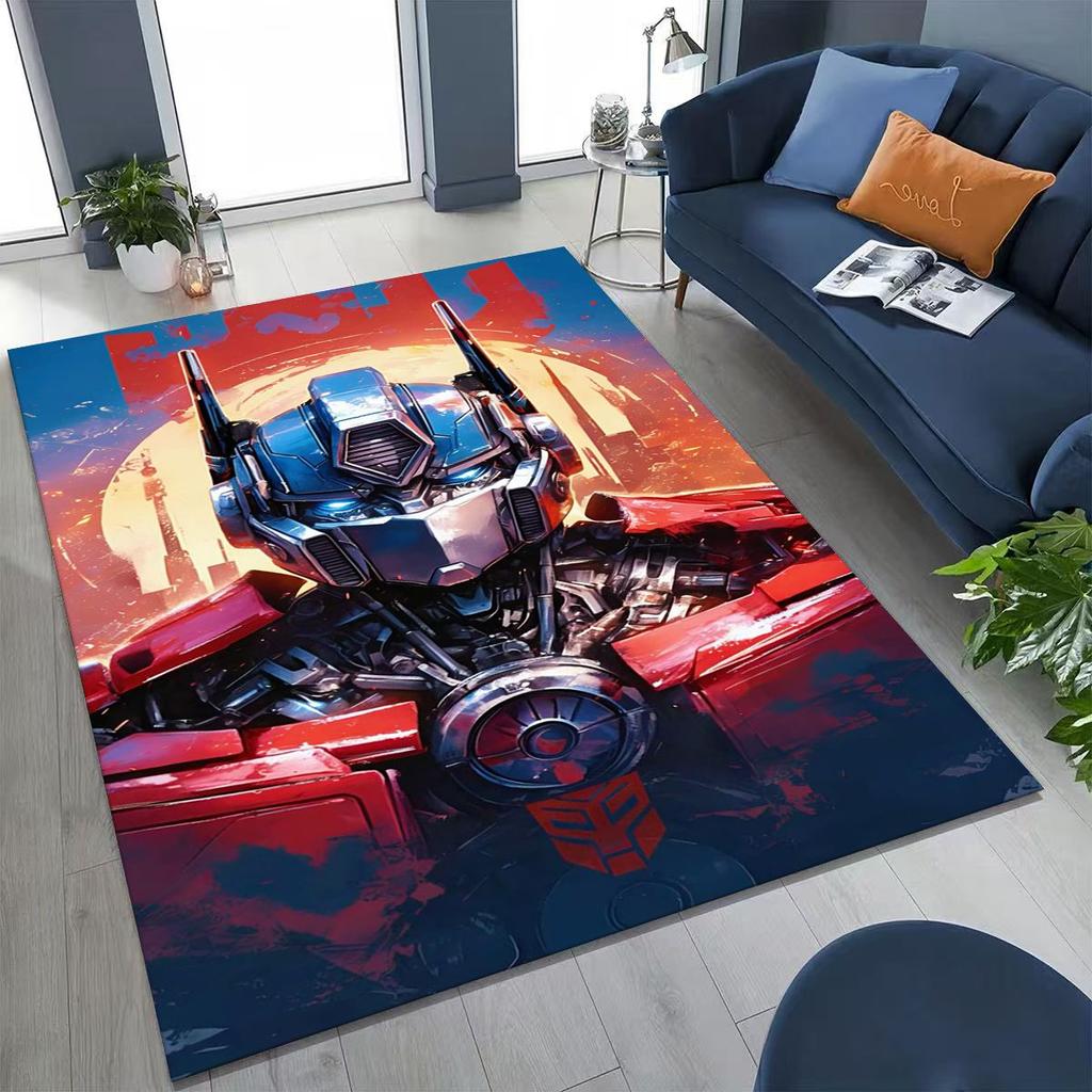Cartoon T-Transformers Autobots Optimus Prime Rug for Bedroom Living Room Sofa Home Doormat Decor, Large Kids Non-slip Floor Mat