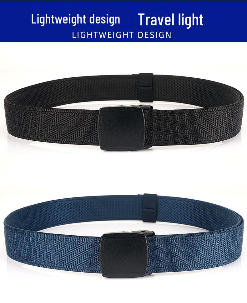 Genuine YKK Buckle: Metal-Free Nylon Elastic Belt - Lightweight Woven Canvas Military Training Belt