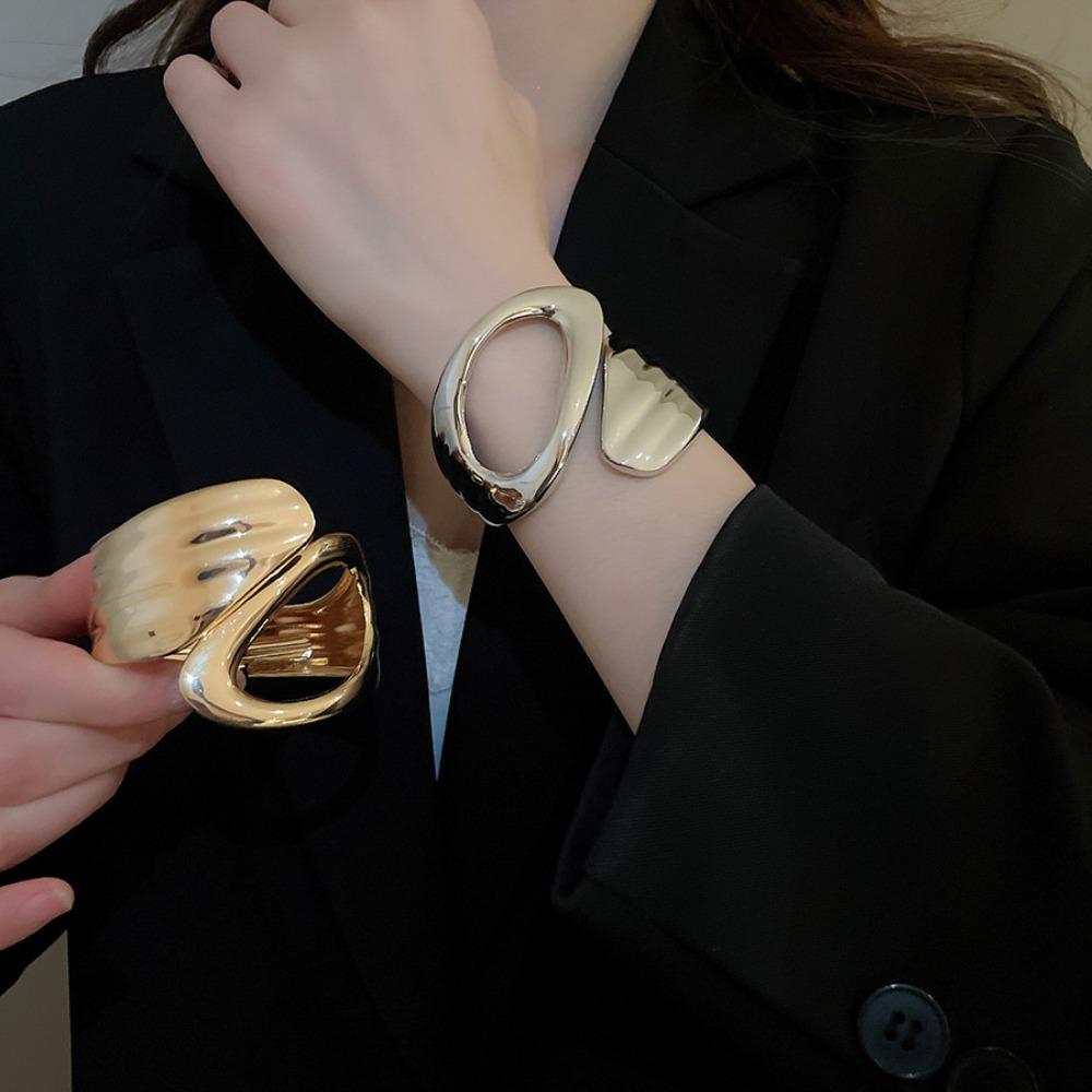 Metal Wide Irregular Open Bangle Europe American Style Exaggerated Bracelet  Decoration