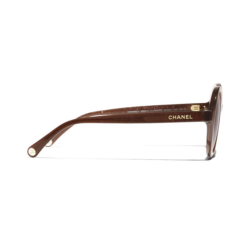 Chanel Temple Logo Round Sunglasses Men's Red
