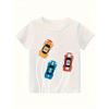 European Sizes Youth Black Short Sleeve Racing Graphic T-Shirt - Casual Crew Neck, Breathable & Comfortable for Outdoor Play