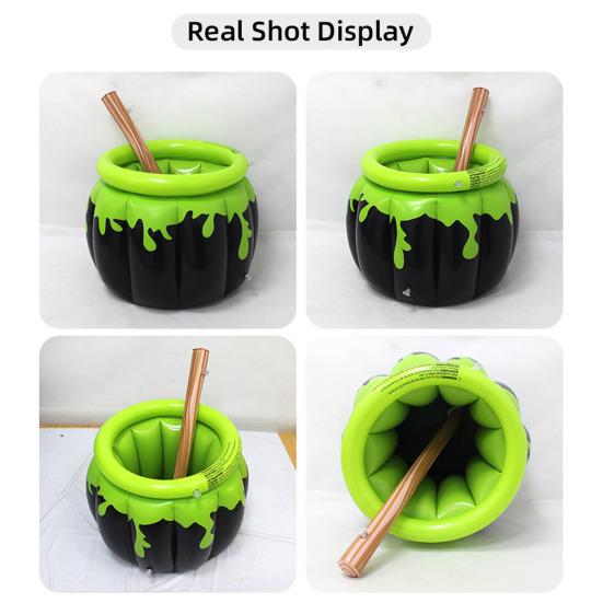 Inflatable Cauldron Cooler Halloween Witch Cauldron Ice Bucket Summer Party Drink Container Beverage Holder for BBQ Party Supplies