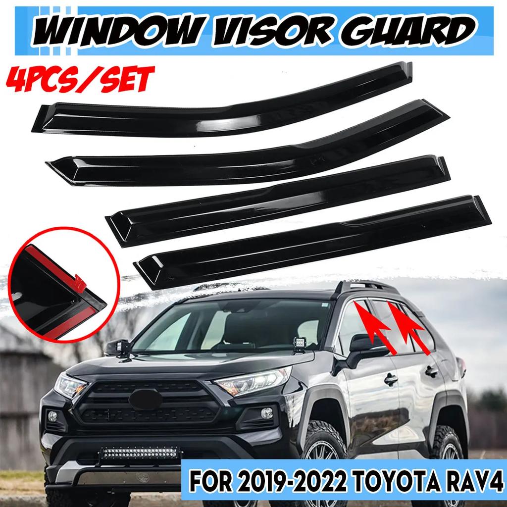 4x Car Window Visor Guard Vent Shade Ventvisor Window Vent Visor Deflector Sun Rain Guard for Toyota for RAV4 20019-2020