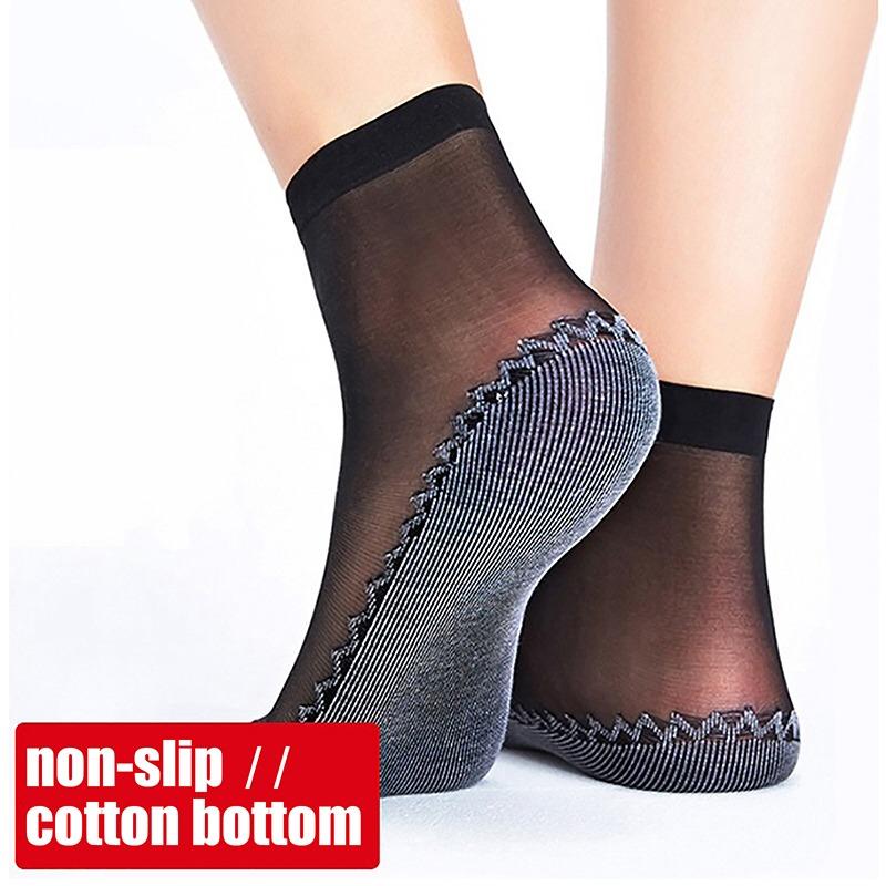 10pairs Womens Anti-Slip Socks ,Sweat Absorbing Cotton Bottom Velvet Socks, Ultrathin Breathable Summer Autumn Casual Sock