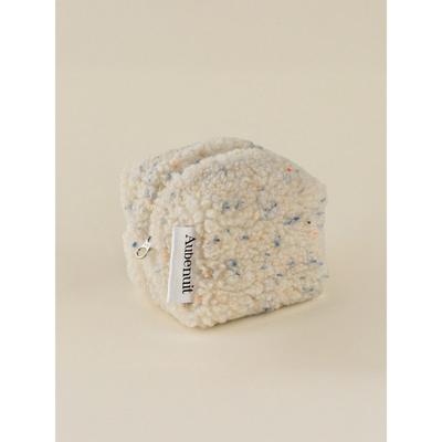 Aube Nuit Obnuit Wool Cube Pouch Keyring Mellow Ivory S (Keyring Can Be Added)