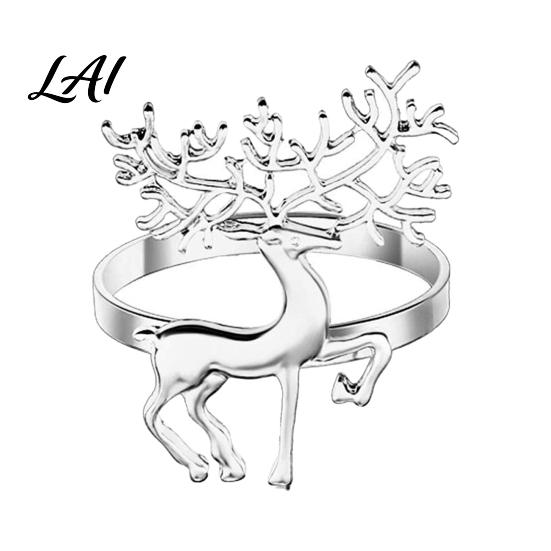 Metal Napkin Holders for Table Christmas Deer Ring Alloy Elk Holder Holiday Elegant Settings New Year Ring Winter Party Festive Dining Decoration