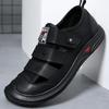 Mens Genuine Leather Breathable Dress Sandals Slip-On Business Casual Shoes With Rubber Sole