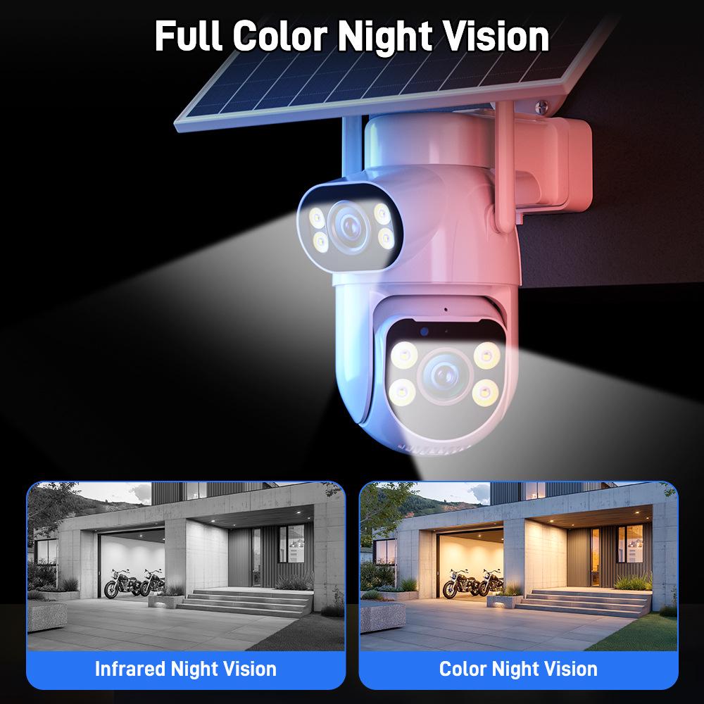 4G Solar Dual-Lens 360° Panoramic HD Night Vision Wireless WiFi Camera