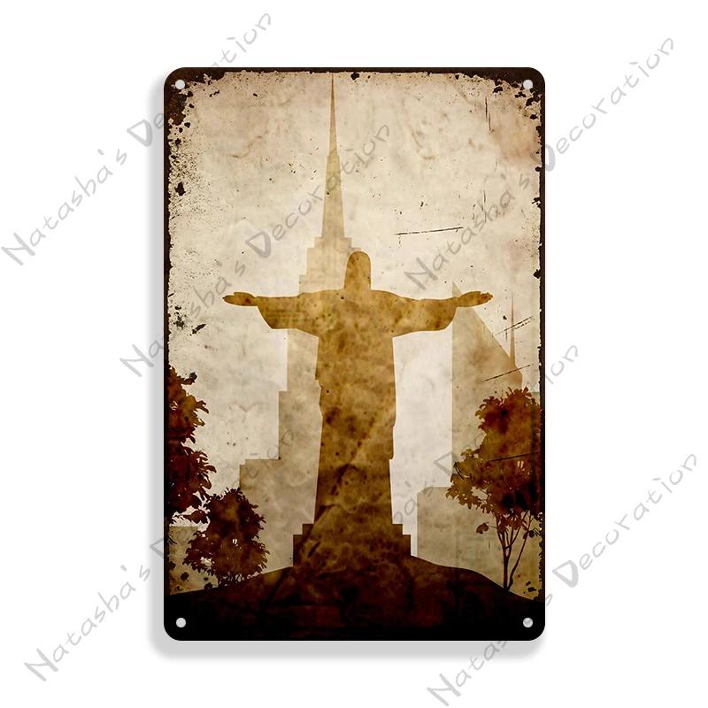 Brazil Vintage Poster Rio De Janeiro Metal Sign Landscape Decorative Sign Retro Metal Plaque Man Cave Pub Home Club Wall Decor
