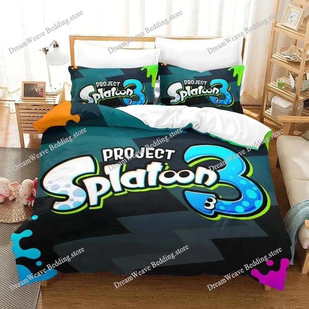 New Splatoon 3 Bedding Set Single Twin Full Queen King Size Bed Set Adult Kid Bedroom Duvet Cover Sets 3D Print Game Anime
