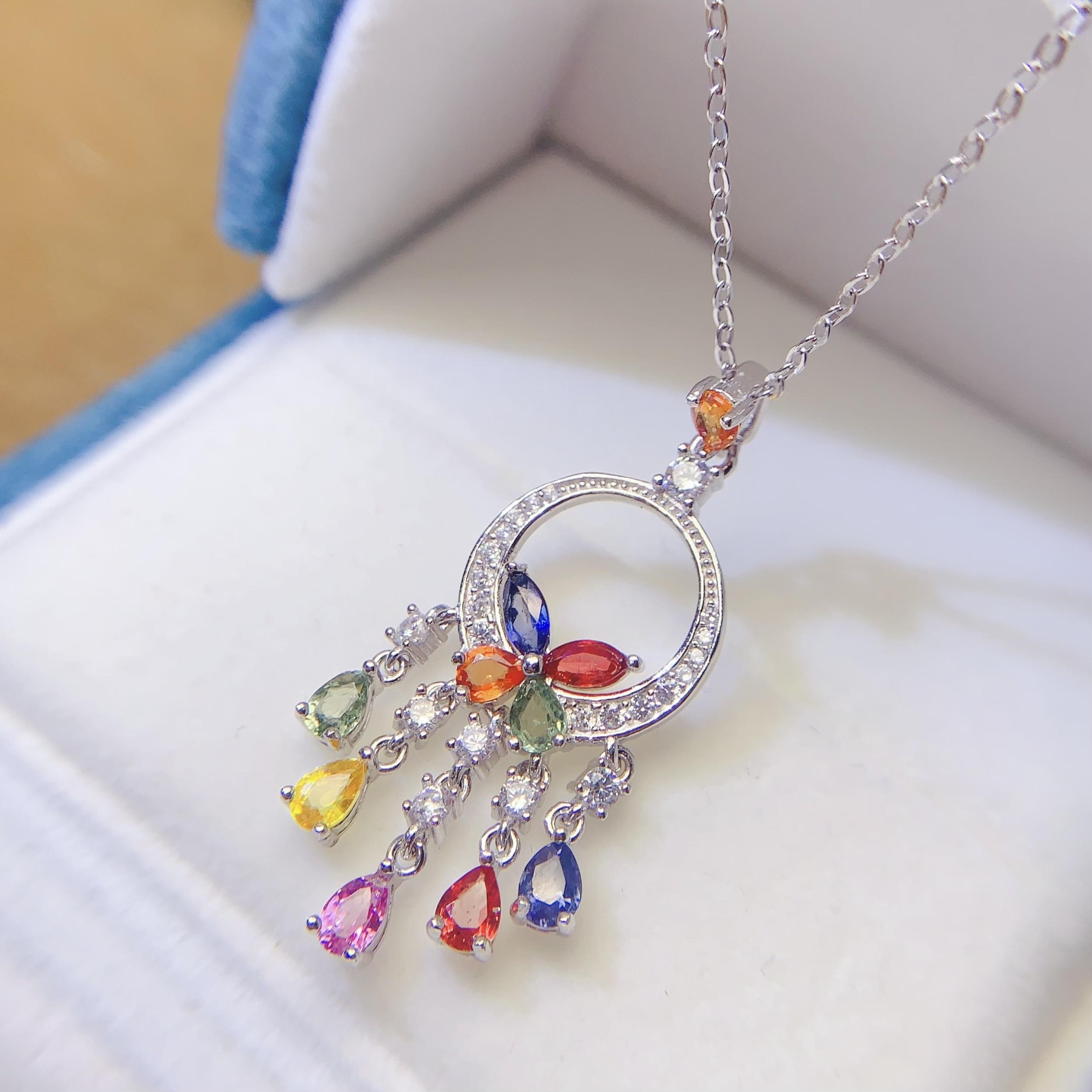 New Design 925 Sterling Silver Natural Gemstone Custom Fashion Custom Luxury Women Pendant Necklace for Wedding