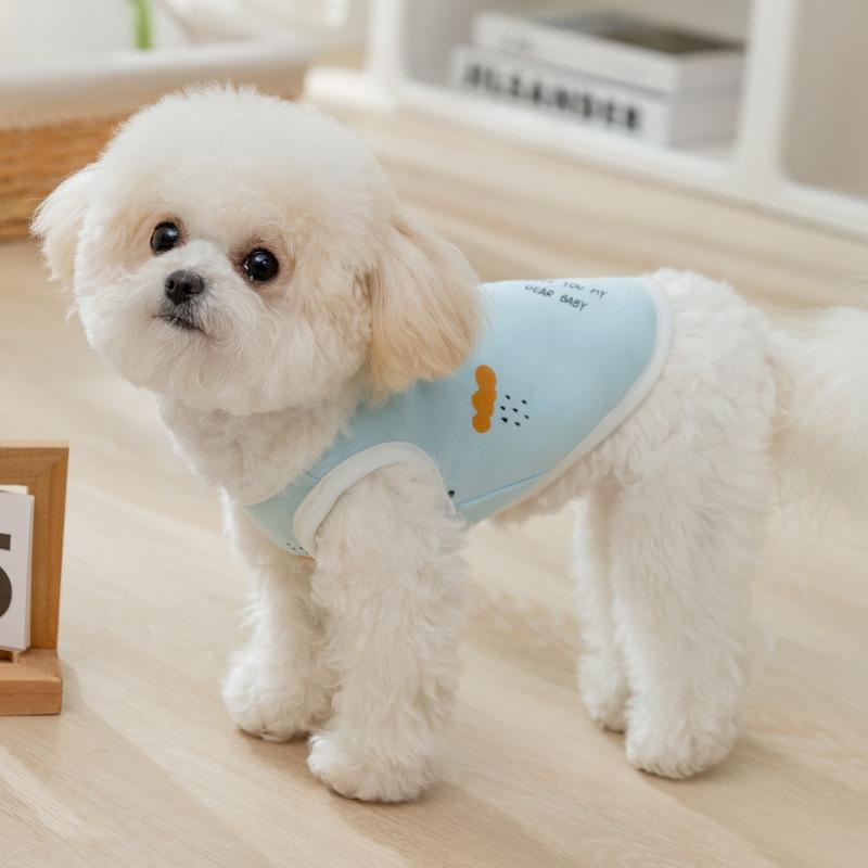 Fresh and cute printed vest dog clothes spring and summer thin Bigbear Teddy Schnauzer puppy pet clothing