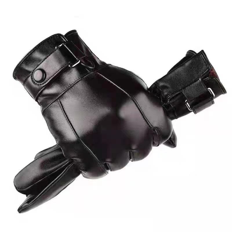 Men's Winter Waterproof Leather Gloves: Fleece-Lined, Windproof, Touchscreen-Compatible for Riding