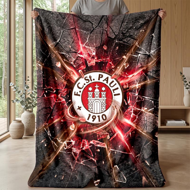 FC St. Pauli Fußball Druck Flanelldecke, Weiche Warme Leichte Überwurfdecke für Sofa Bett Camping