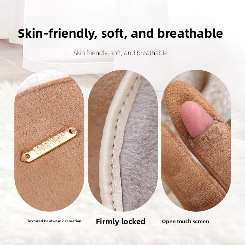 Guanti Suede Semplici Svelati per Dita Uomo e Donna Velluto Caldi per Equitazione Guida Flip Touch Screen Guanti da Coppia Equipaggiamento Protettivo