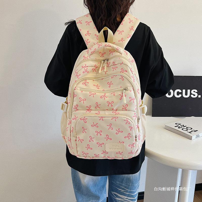 Schoolbag Bow Schoolbag 1011 Korean Ins Style Literary and Fresh Junior High School Student Backpack College Style Backpack