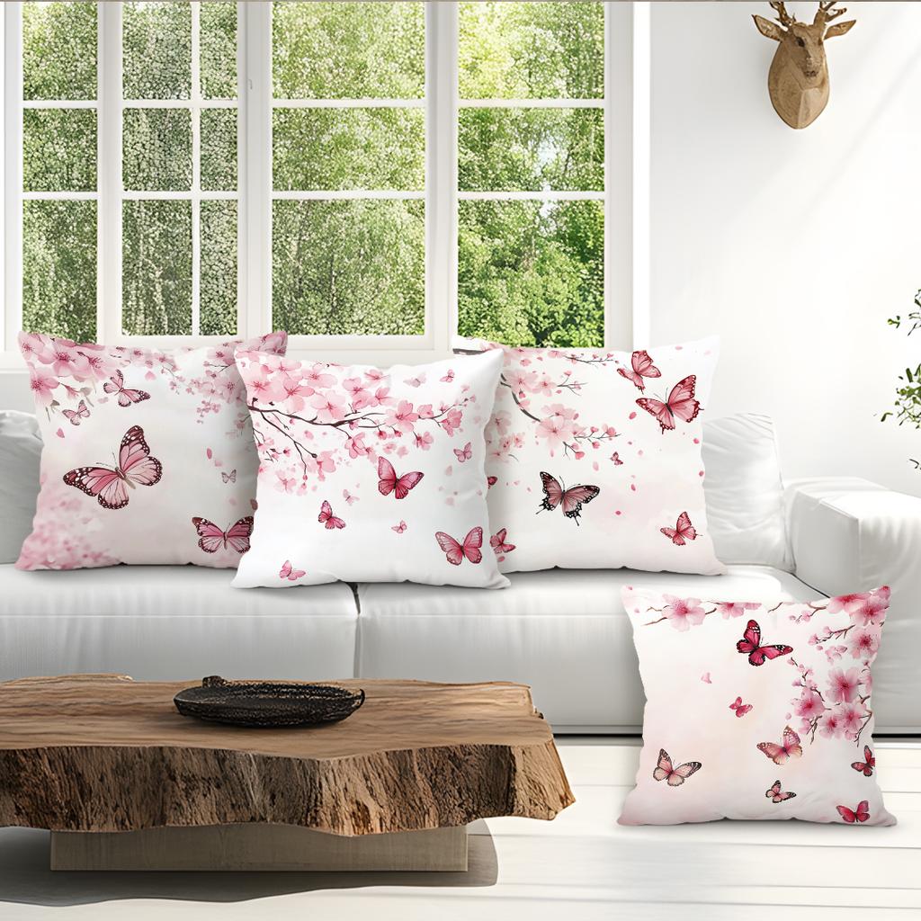 Cherry Blossom Butterfly Pillowcase Printed Polyester 40/45/50cm Throw Pillowcover Decorative Sofa Cushion Pillowslip Home Decor