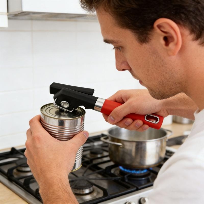 Stainless Steel Multi Purpose Can Opener For Kitchen Home Use Ergonomic Nonslip Handle Bottle Lid Remover