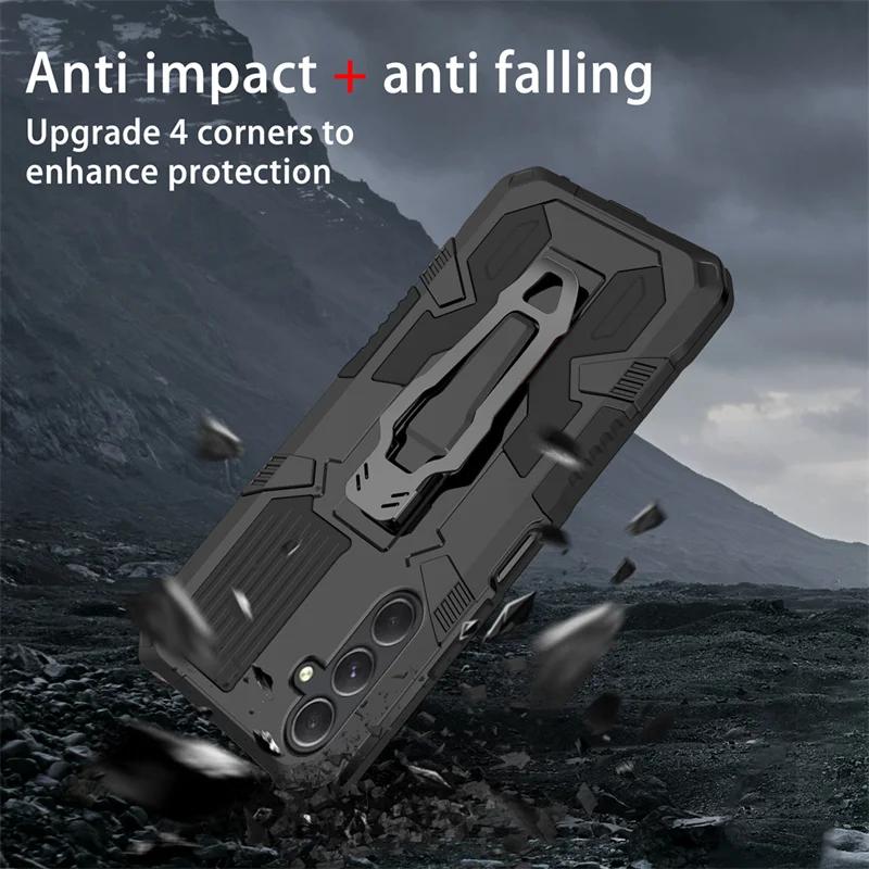 Armor Belt Clip Stand Case For Samsung Galaxy A16 A06 A55 A35 A25 A15 A05S A34 A54 5G Shockproof Protective Cover Fundas