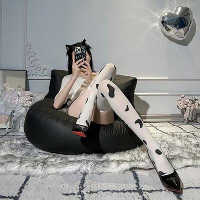 Sex Cow Stockings, Sexy Long Tube Milk White Spotted Socks, High Tube Knee Socks, Girl Cute Leg Stockings