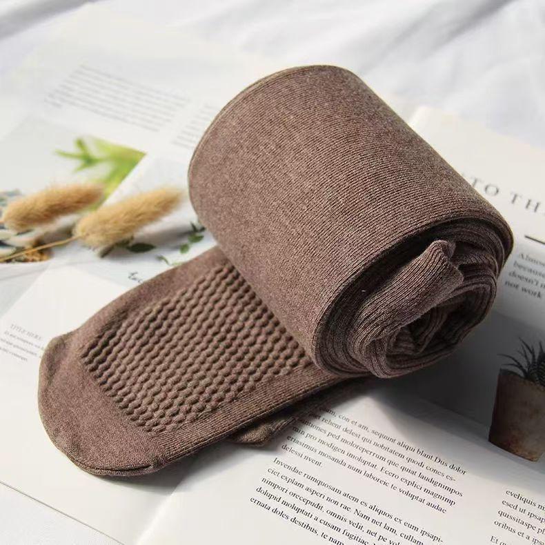 Women's Fleece-Lined Ribbed Cotton Stripe Leggings: Thick High-Waisted Pantyhose for Autumn/Winter, Slimming & Warm.