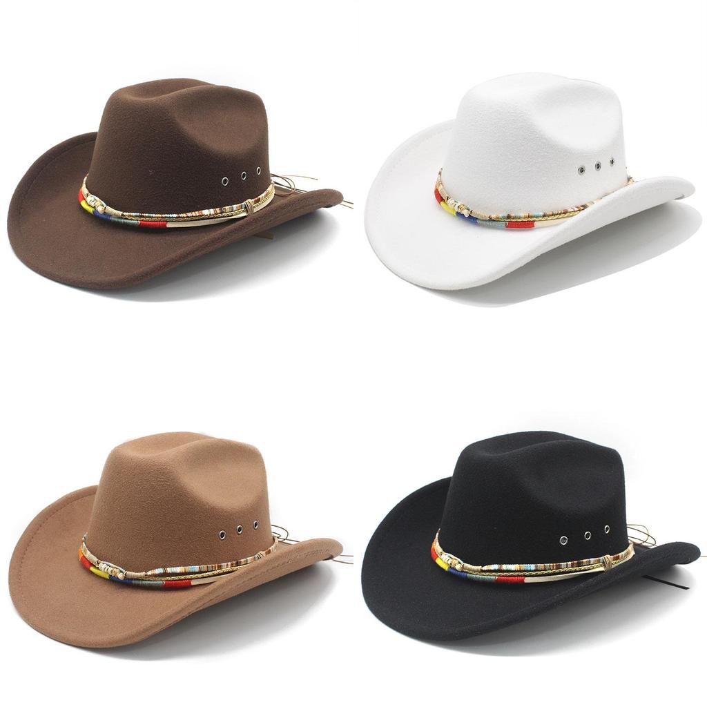 Traditional Western Wool Felt Hat With Large Brim For Outdoor Fashion And Sun Protection