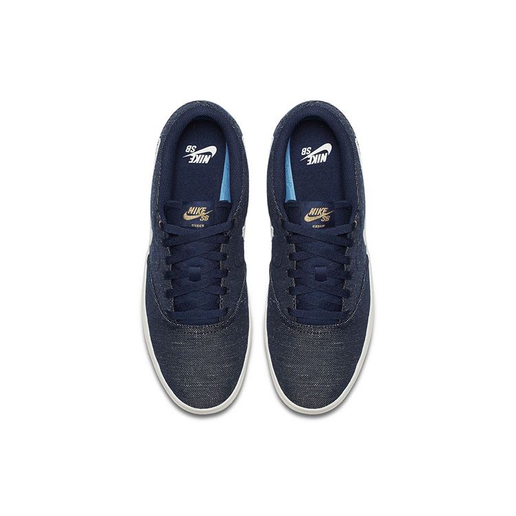 Nike SB Check Solar Canvas Premium Slip Resistant Shock Absorbing Durable Lightweight Low Top Skate Shoes Unisex Skate Shoes Denim-Blue 844493-411