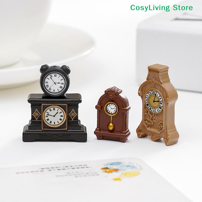1/8Pcs Miniature Wall Clock European Vintage Clock Desktop Decoration Furniture Model Decor