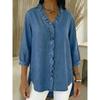 2026 Ladies Casual Imitation Denim V-Neck Ruffle Shirt