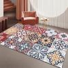 Classical Floral Area Rug Navy Blue Bohomian Patchwork  Rugs for Living Room Dining Room Bedroom Non Slip Stain Resistant Carpet
