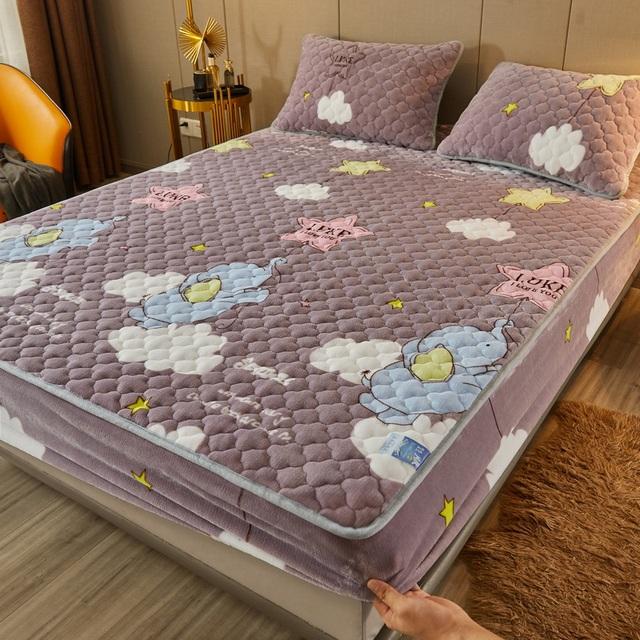Lenzuolo con angoli in velluto 90x200 Lenzuolo addensato per la casa Coprimaterasso caldo Queen Size fundas de colchón