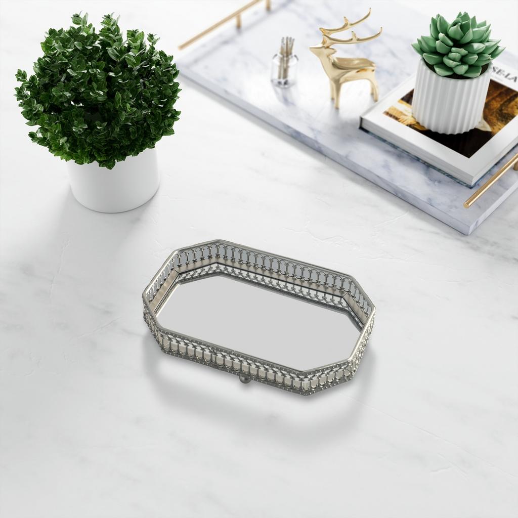 Cafe Restaurant Home Light Luxury Mirror Metal Tray