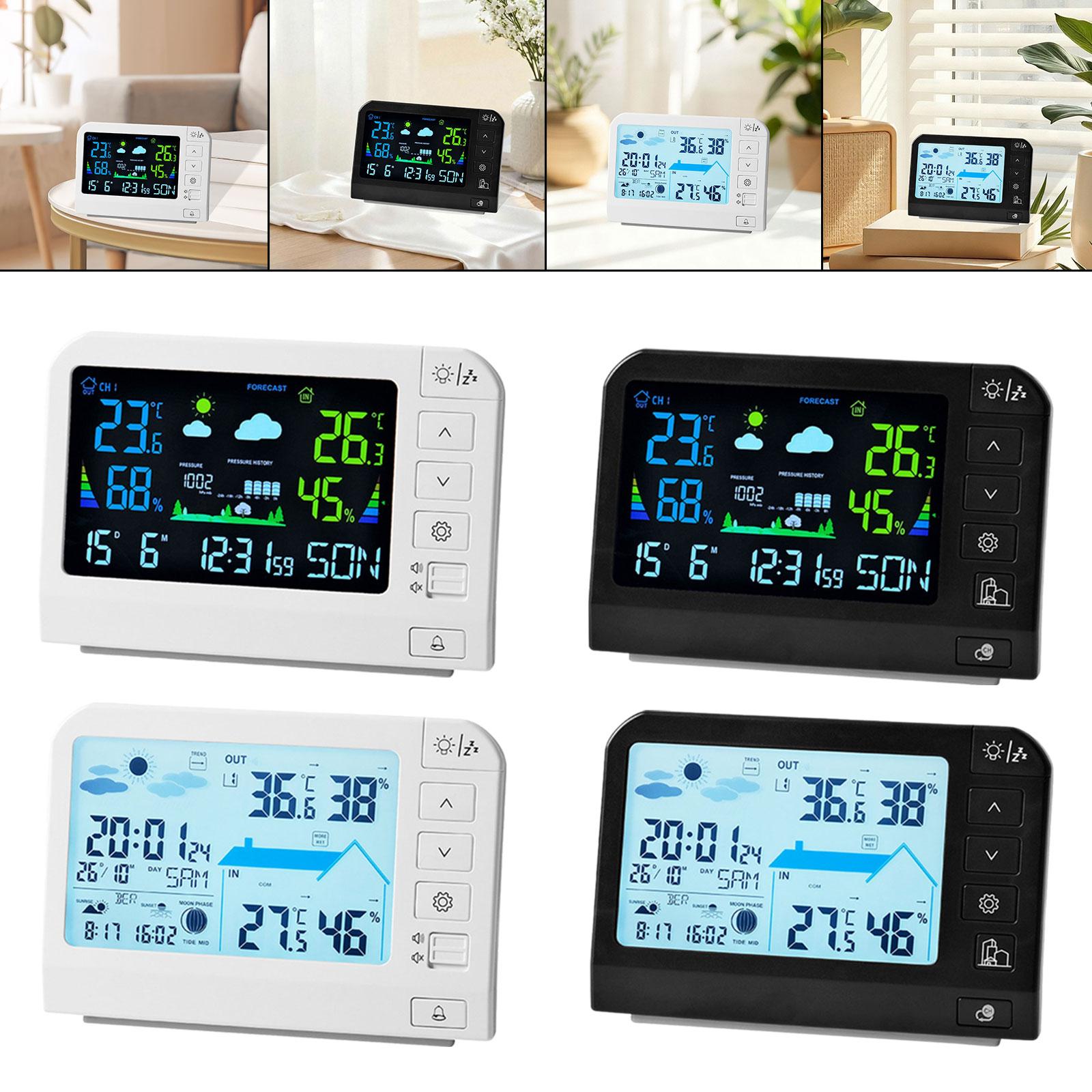 Weather Station with Backlight, Practical Weather Clock Temperature and Humidity Detection for Study Room Shelf Bedside Table